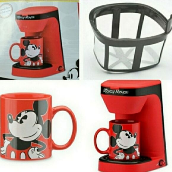 NEW MICKEY MOUSE DISNEY red black white COFFEE MAKER MUG GIFT SET Disney - Picture 2 of 4